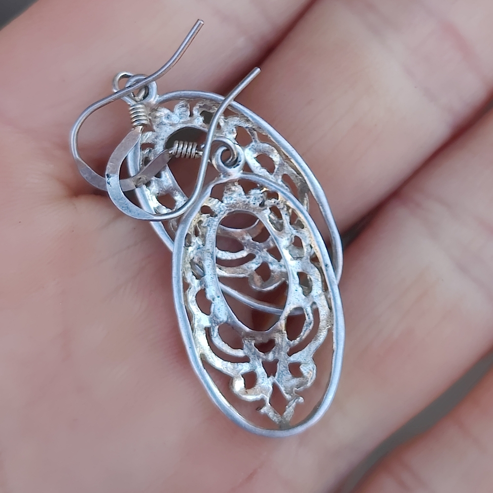 Vintage Sterling Silver Earrings - Picture 2 of 4